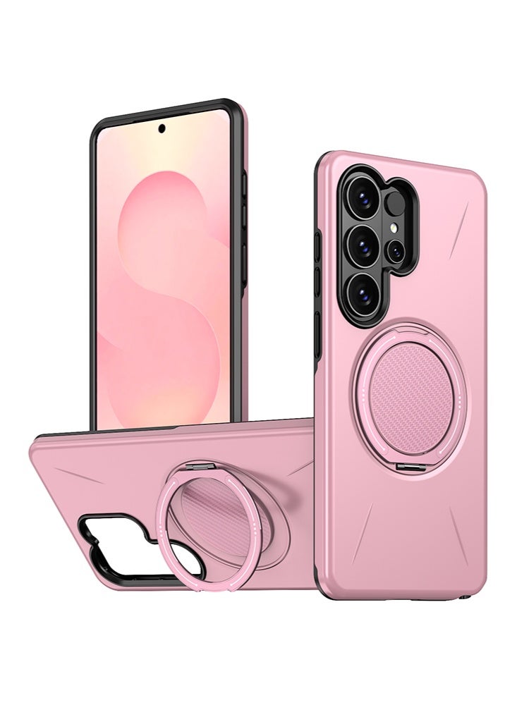 لـ Samsung S26 Ultra Case، متوافق مع حامل الخاتم، غطاء خلفي شبه شفاف غير لامع مضاد للصدمات، حافظة هاتف رفيعة وشاملة للحماية الكاملة لـ Galaxy S26 Ultra (وردي) - Image 1